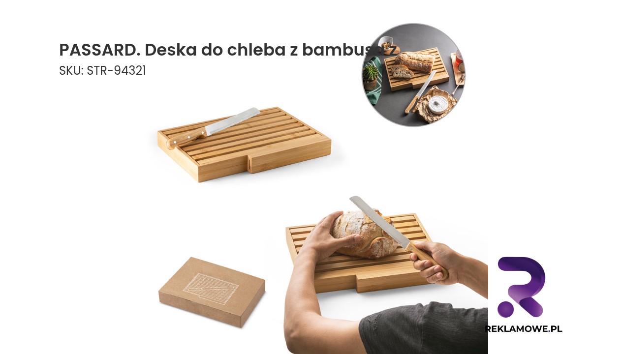 PASSARD. Deska do chleba z bambusa z dołączonym nożem ze stali nierdzewnej Deska do chleba z bambusa marki PASSARD